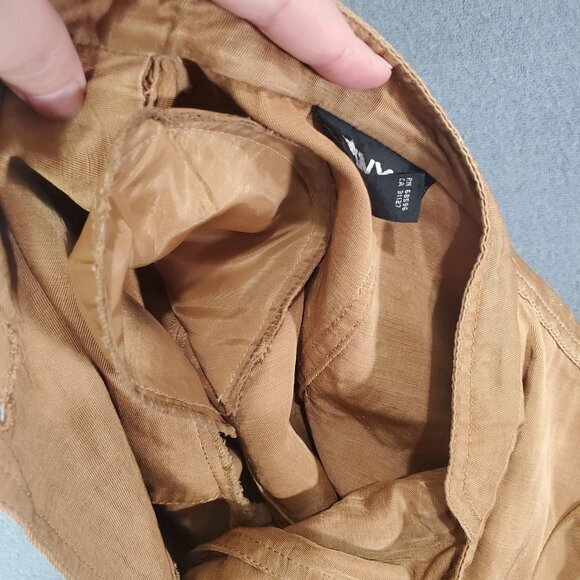 DKNY Blazer Womens SZ 2 Linen Blend Woven Structured Brown Pockets Breathable - Picture 8 of 9